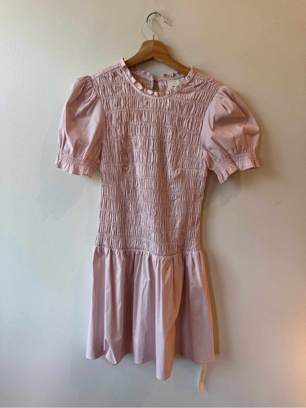 Reformation Light Pink Smocked Mini Dress